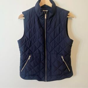 Ann Tayler thin and light weight quilted vest. Navy with silver zippers. Size S.